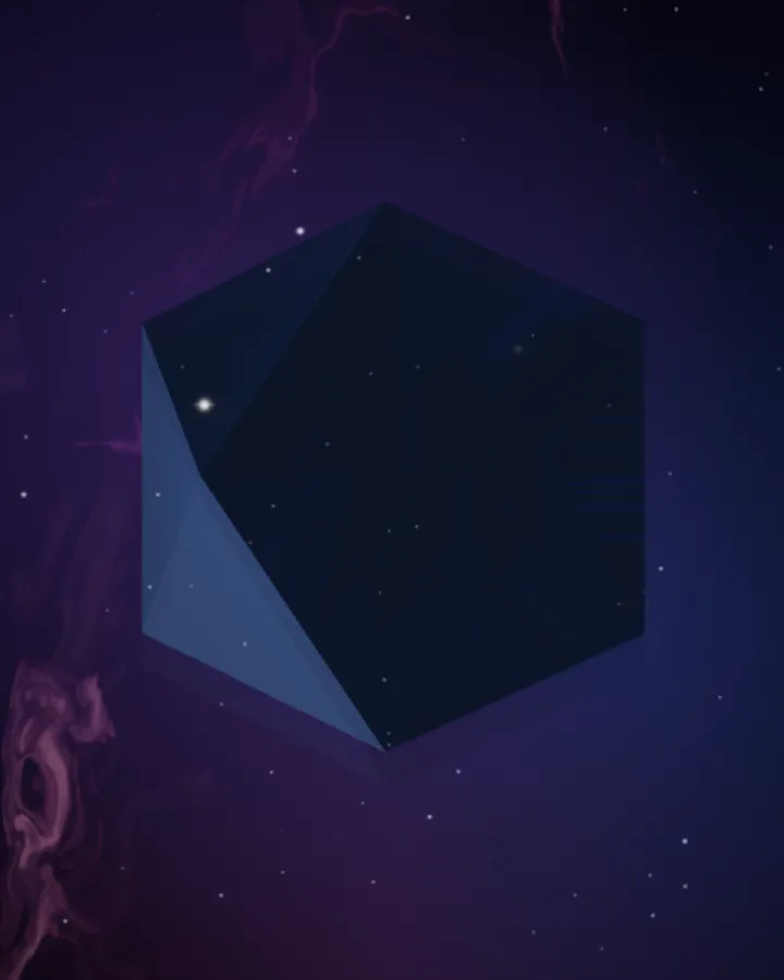 The Caragic crystal turning in a violet nebula, captured from the live product.